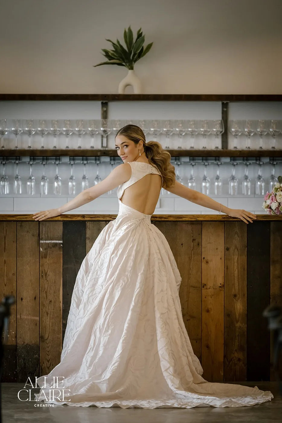 Bride indoors before the ceremony